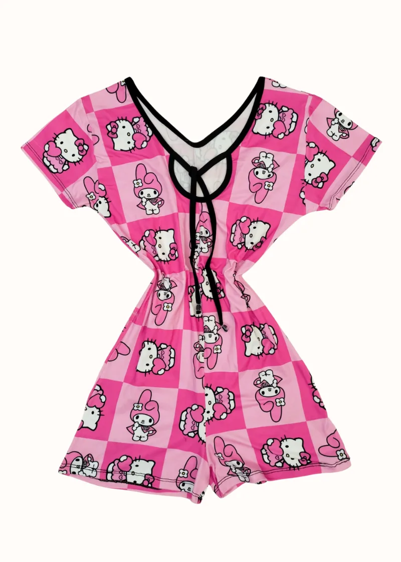 Pijama enterizo corto Hello Kitty rosa