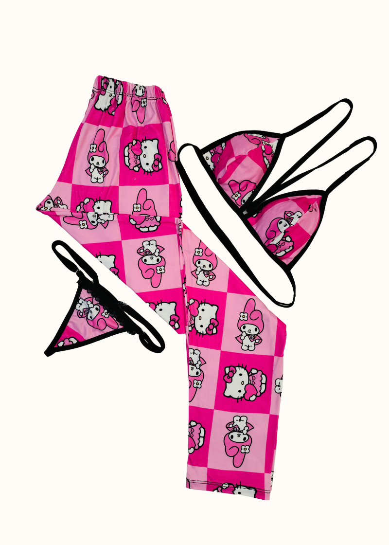 Pijama pantalon hello Kitty rosada